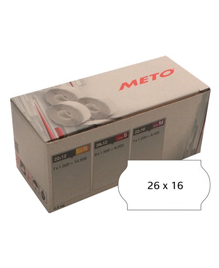 Meto etiket perm 26x16 hvid (6rl/1200)