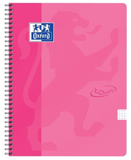 Oxford Touch notesbog A4+ kvadreret 5x5 70 ark 90g pink