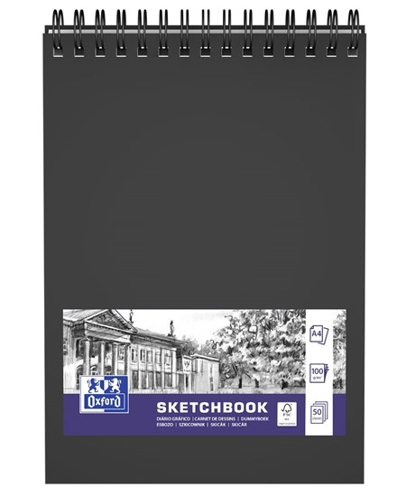 Oxford Skitseblok A4/50ark 100g dobbeltspiral
