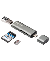 PNY USB-C Card Reader - USB Adapter, Grey