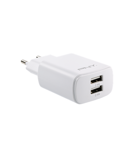 PNY Dual Wall Charger, White