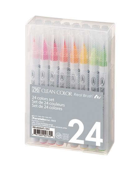 Zig Clean Color Pensel Pen sæt m. 24 stk