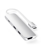 Satechi Slim Aluminum Type-C Multi-Port Adapter 4K, Silver