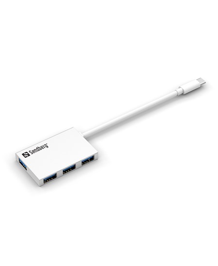 USB-C to 4 x USB 3.0 Pocket Hub, White