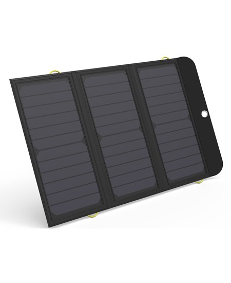 21W Solar Charger 2xUSB+USB-C, Black