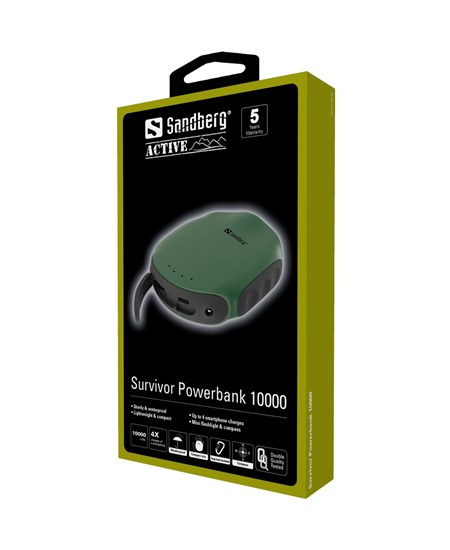 10.000 mAh Survivor PowerBank, Green/Black