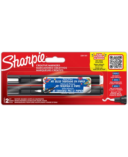 Marker Sharpie Creative Acrylic blist sort/hvid (2)