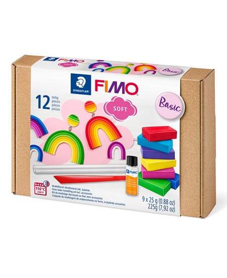 Modeller Fimo Soft Basis sæt  9x25g m/værktøj (12)