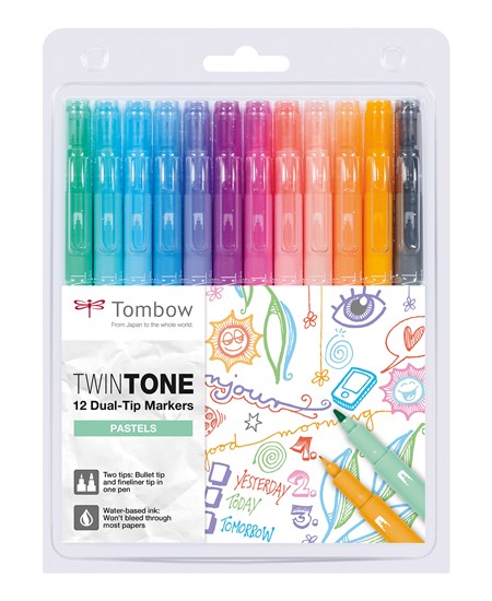 Marker Tombow TwinTone pastel 0,3/0,8 (12)