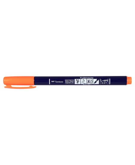 Marker Tombow Fudenosuke hård neon orange