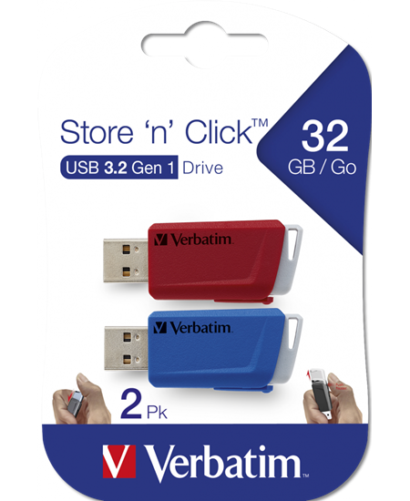 Store ´N´ Click USB Drive 32GB (2-pack) Red/Blue