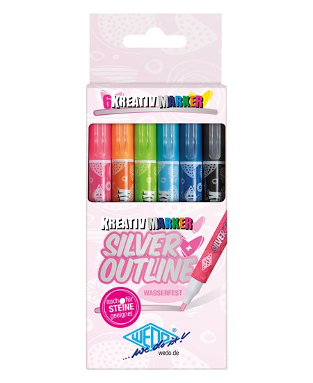 Kreative outliner pen assorted (6) Silver