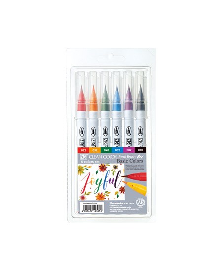 Zig Clean Color Pensel Pen Sæt m. 6 stk