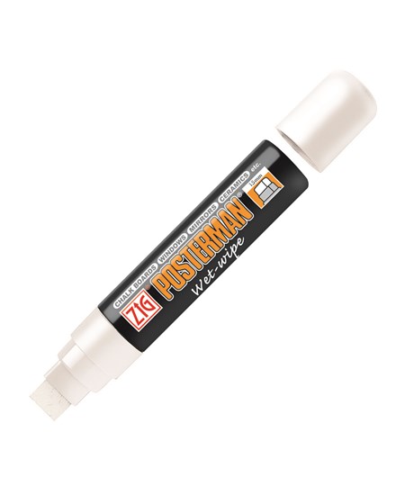 Marker ZIG Posterman wet-wipe 15mm hvid